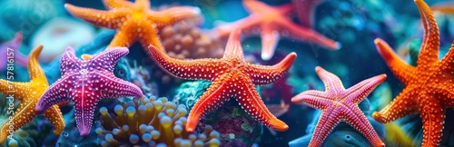 Colorful starfishs underwater © EMRAN