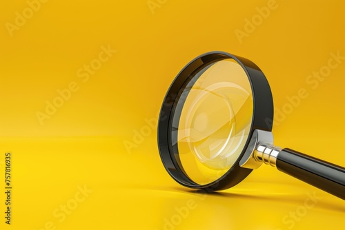 Magnifying glass on a yellow background. photo