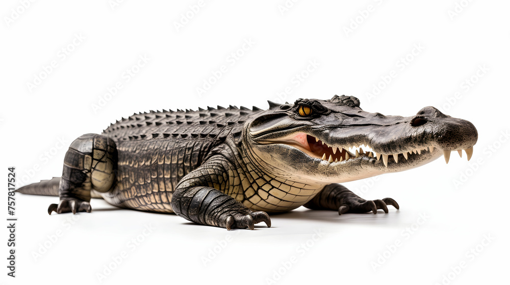 Crocodile stuffed isolated on the white background - obrazy, fototapety, plakaty 
