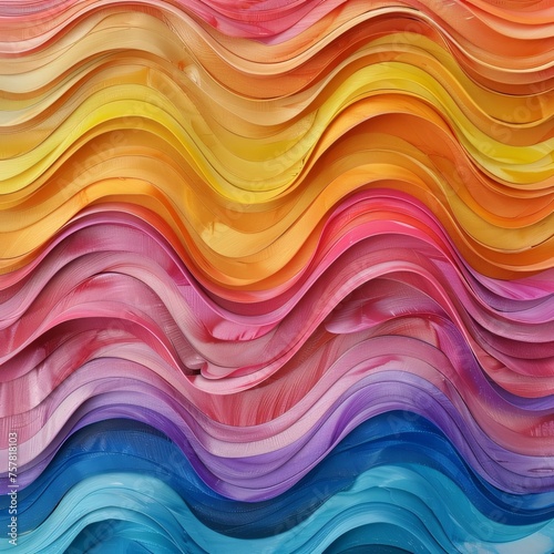 The Image is a Colorful, Abstract Painting of a Wave With Various Shades of Blue