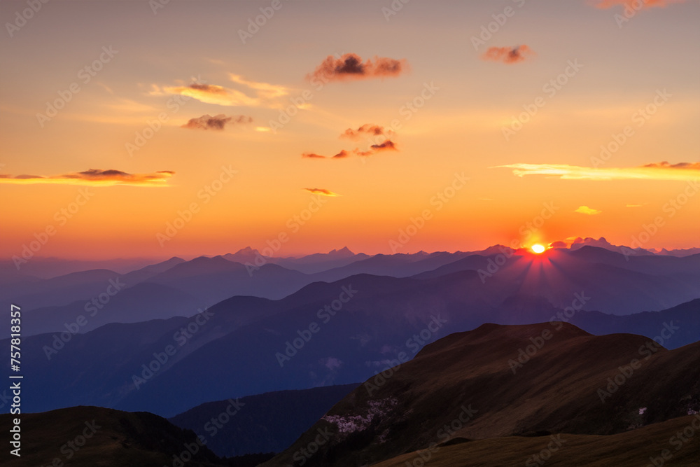 sunset at mountain background