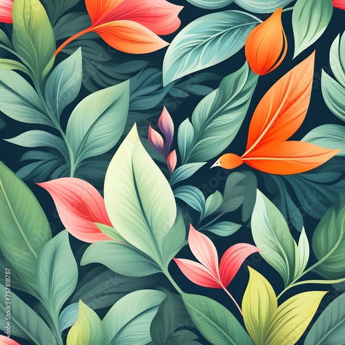 Wallpaper Mural Vector Image, Vector Background, vector plants, vector leaves Torontodigital.ca