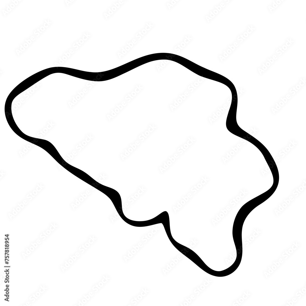 Belgium country simplified map. Black ink smooth outline contour on white background. Simple vector icon Belgium country simplified map. Black ink smooth outline contour on white background. Simple vector icon