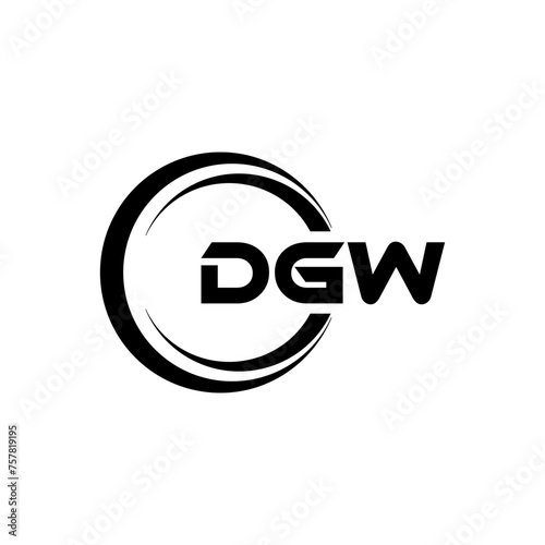 DGW letter logo design in illustration. Vector logo, calligraphy designs for logo, Poster, Invitation, etc.