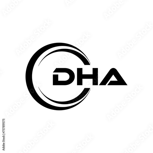 DHA letter logo design in illustration. Vector logo, calligraphy designs for logo, Poster, Invitation, etc.