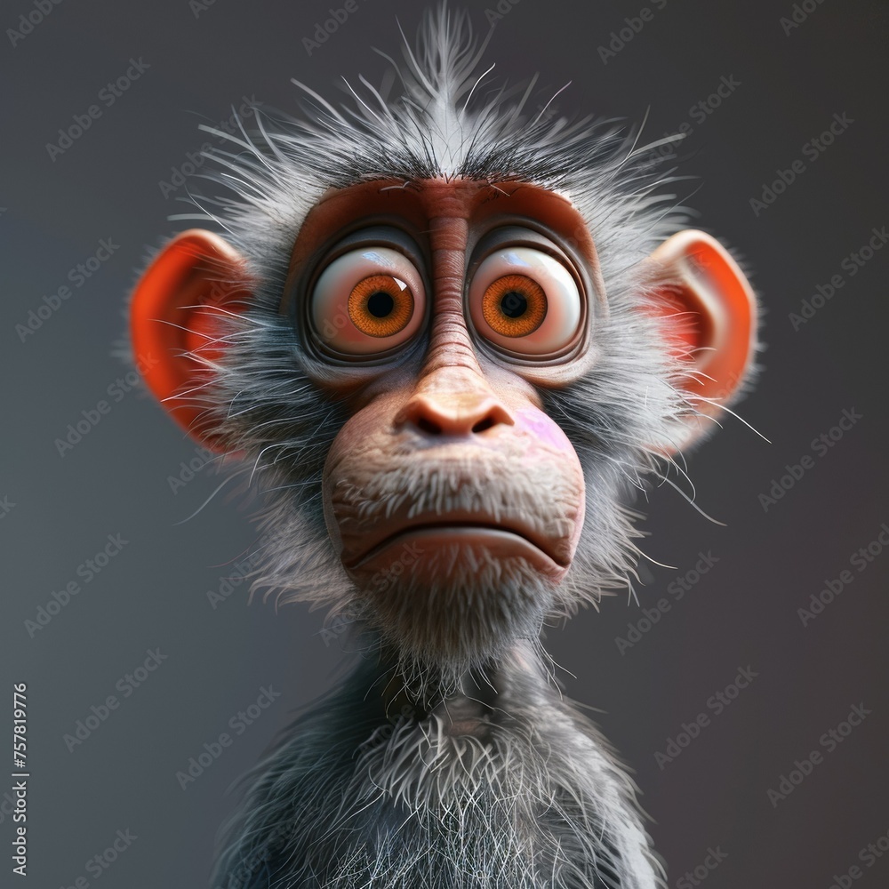 3D Cartoon Baboon Big Eyes 3D Cartoon Baboon Big Eyes