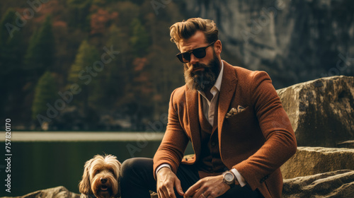 Imagine a debonair bear in a tweed blazer, accessorized with a tartan scarf and a monocle. Amidst a backdrop of rugged mountains, it exudes outdoorsy elegance and wilderness charm. Mood: rugged and re