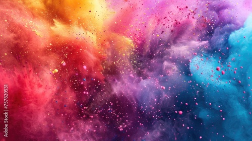Colorful powder explosion with vibrant pink and blue hues.
