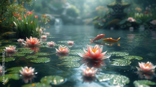 beautiful flowers in the pond