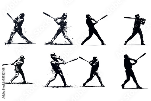 baseball player silhouette, Batting Baseball Player Silhouette, baseball player silhouette transparent background 
