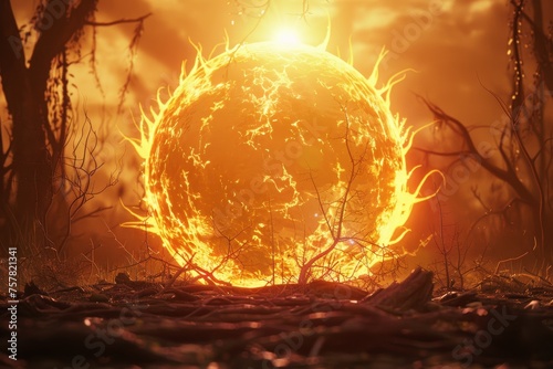 picture of the yellow sun,global warming concept photo