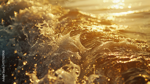 Golden Waves Under Sunlight. Generative AI