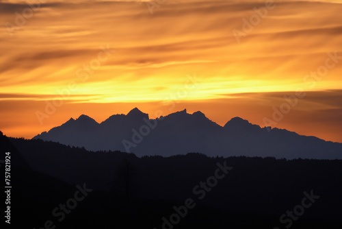 Sunset at mountain background