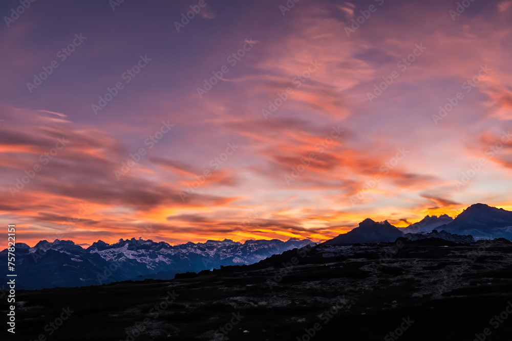 Sunset at mountain background