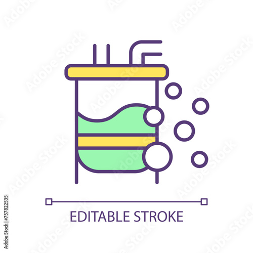 Fermentation liquid tank RGB color icon. Bioreactor filtration, bioprocessing. Biotechnological process, chemistry. Isolated vector illustration. Simple filled line drawing. Editable stroke