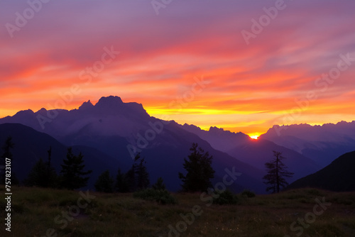 Sunset at mountain background