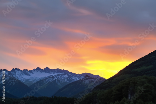 Sunset at mountain background