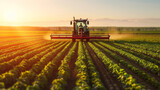 Tech-enhanced tractor efficiently fertilizing expansive agricultural land