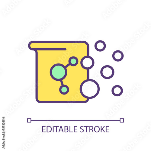 Scientific fermentation RGB color icon. Laboratory conditions, testing. Biotechnological process. Synthetic biology. Isolated vector illustration. Simple filled line drawing. Editable stroke