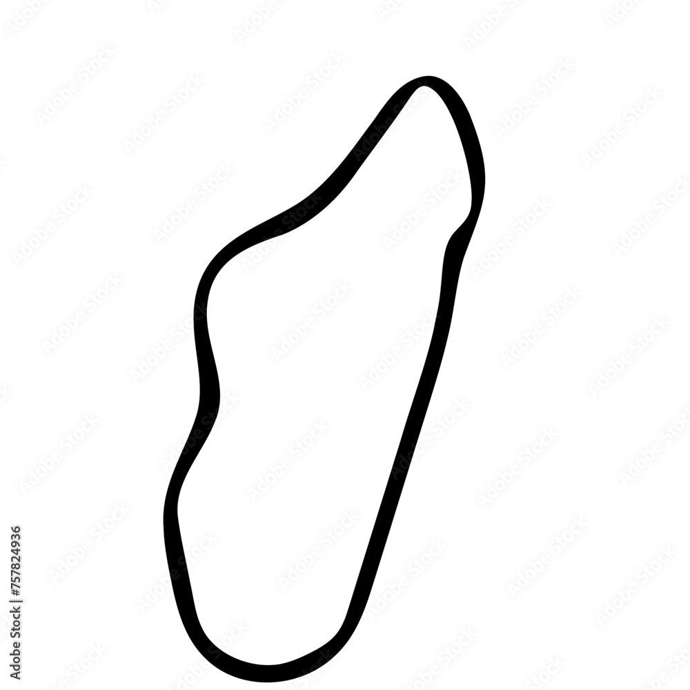 Madagascar country simplified map. Black ink smooth outline contour on white background. Simple vector icon