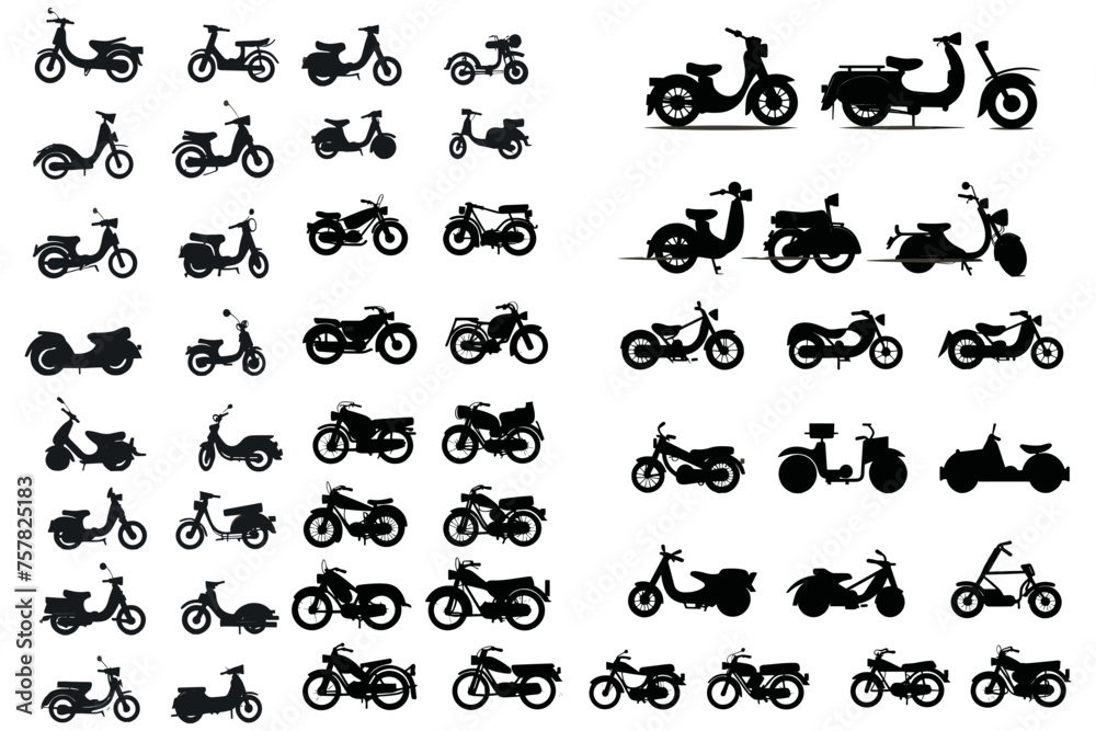 set of  scooter silhouettes, black Scooter silhouette Bundle, Olden Scooter silhouette, Scooter silhouette Bundle, Scooter silhouette metal