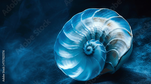Blue shell on blue isolated background
