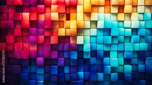 Abstract Colorful Geometric Cubes Background with a Gradient of Hues  Modern Artistic Mosaic Pattern for Creative Design and Visual Texture