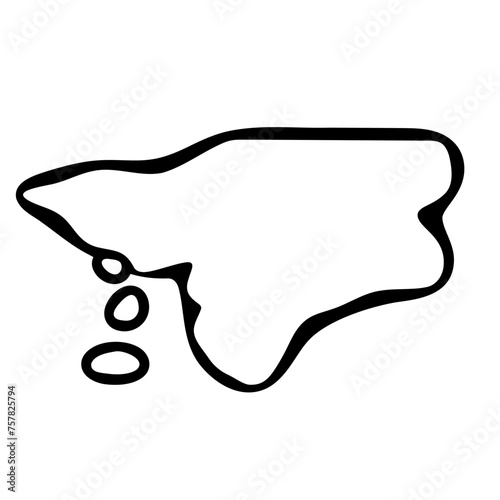 Guinea-Bissau country simplified map. Black ink smooth outline contour on white background. Simple vector icon photo