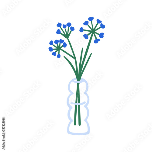 Spring flower in glass vase. Summer floral plant, gentle fragile wildflowers ...