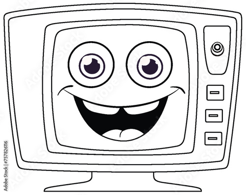 Smiling animated TV with a friendly face