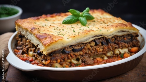 vegetable moussaka with layers of eggplant