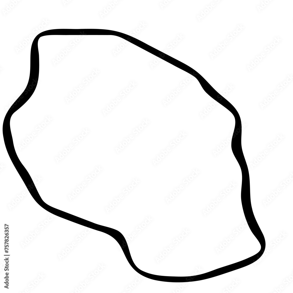 Tanzania country simplified map. Black ink smooth outline contour on white background. Simple vector icon Tanzania country simplified map. Black ink smooth outline contour on white background. Simple vector icon