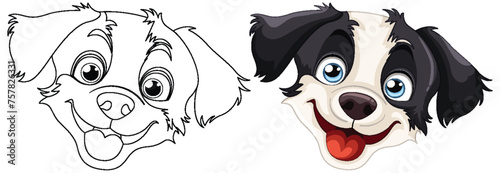 Vector drawing of a cheerful, playful dog