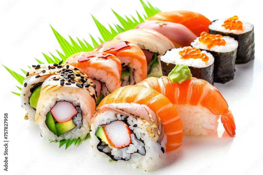 Delicious sushi isolated on white background Generative Ai Delicious sushi isolated on white background Generative Ai