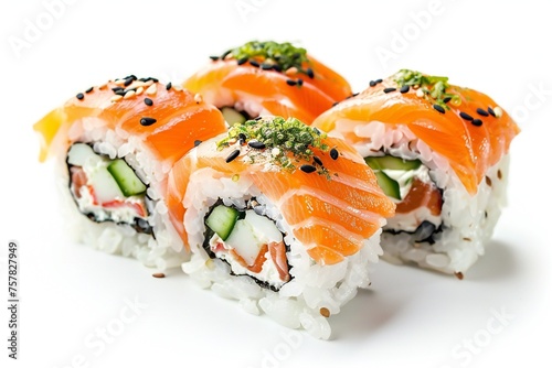 Delicious sushi isolated on white background Generative Ai 