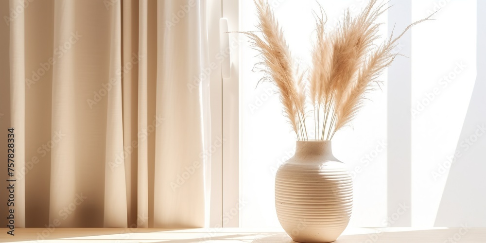 Sunlit Vase with Pampas Grass by the Window Sunlit Vase with Pampas Grass by the Window