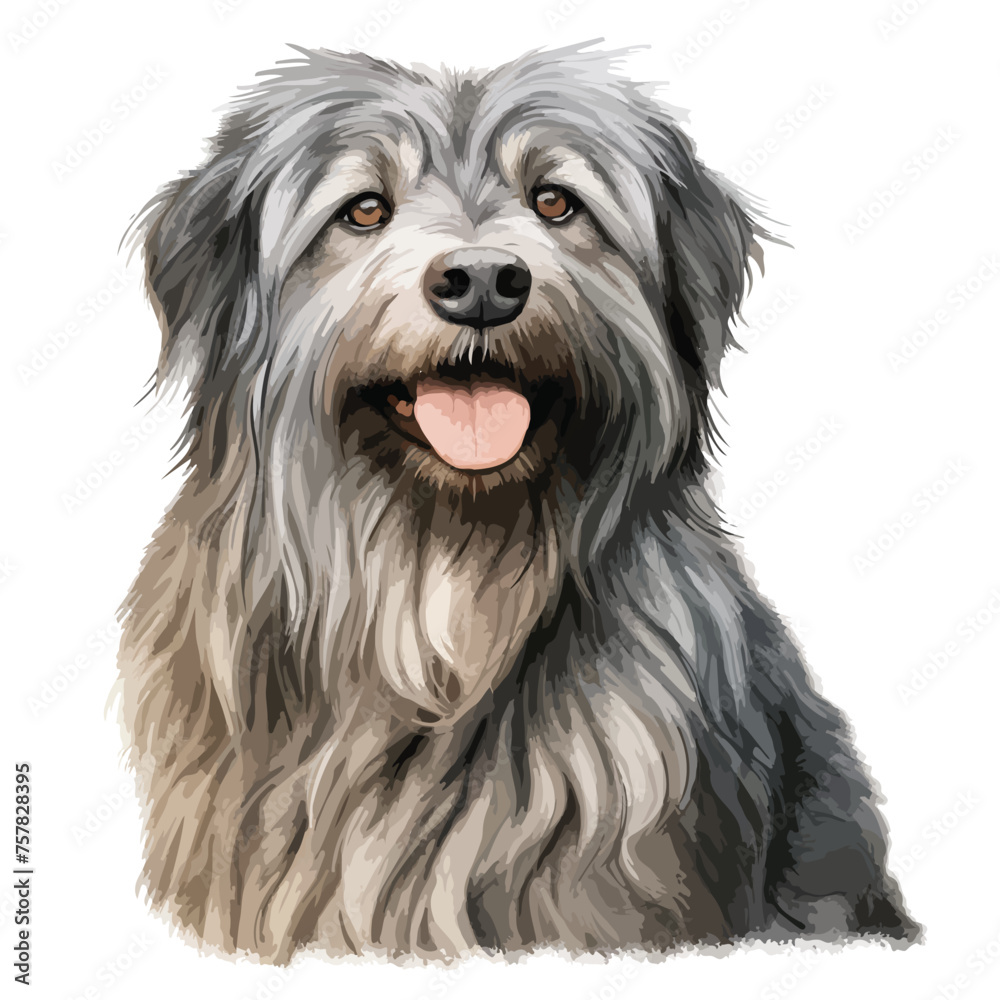 Pyrenean Shepherd Clipart isolated on white background