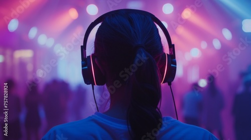 Silent Disco Party with Neon Lights photo