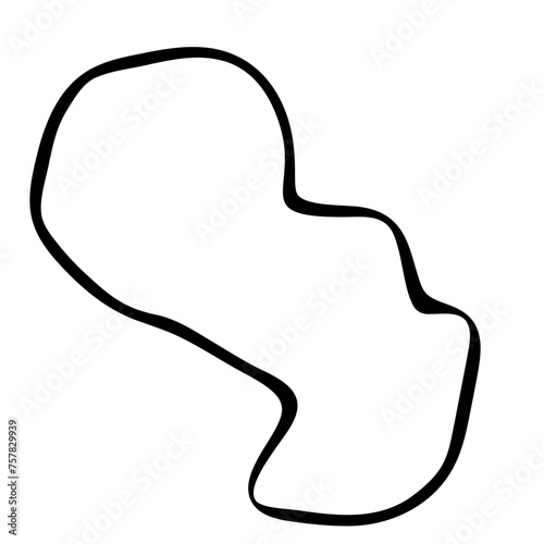Paraguay country simplified map. Black ink smooth outline contour on white background. Simple vector icon