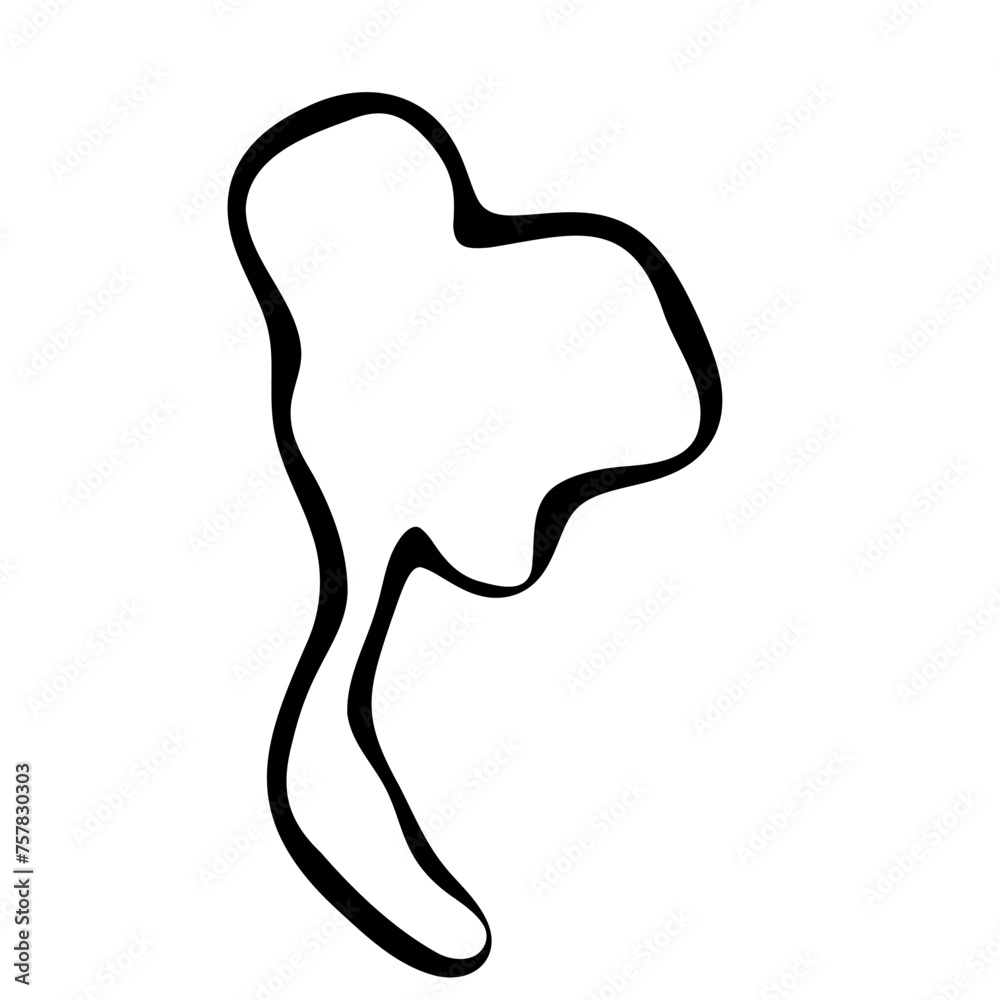 Thailand country simplified map. Black ink smooth outline contour on white background. Simple vector icon Thailand country simplified map. Black ink smooth outline contour on white background. Simple vector icon