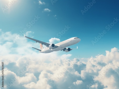 airplane in the sky minimalist photo-realistic