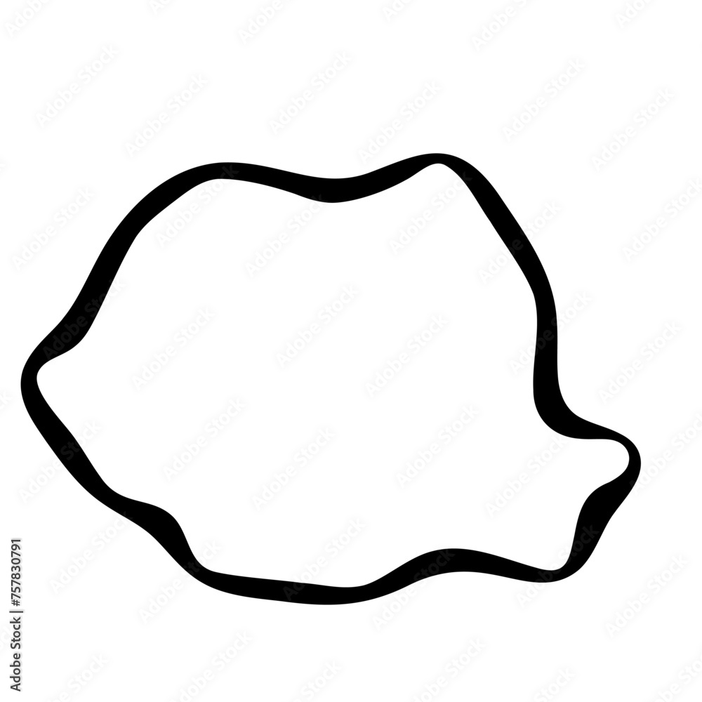 Romania country simplified map. Black ink smooth outline contour on white background. Simple vector icon Romania country simplified map. Black ink smooth outline contour on white background. Simple vector icon