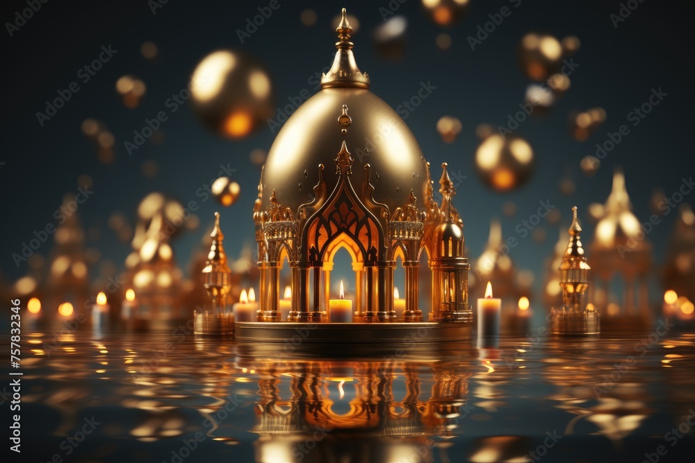 Obraz premium islamic greeting card for Ramadan kareem or ied mubarak background