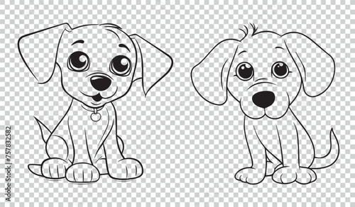 Dog icon symbol set  vector illustrations on transparent background