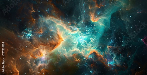 Galaxy Glow: A Celestial Splash of Color and Light Generative AI photo