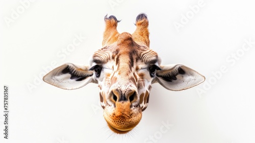 Cool and Funny Upside Down Giraffe Looking Long. Isolated on White Background for Fun Designs
