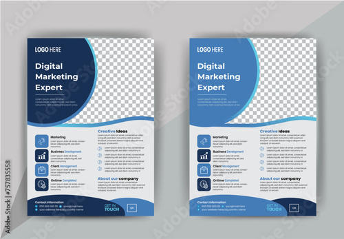 a bundle of 2 modern templates of a4 flyer template, Corporate business flyer template design photo