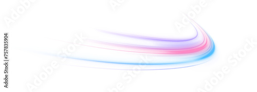 Light trail wave, fire path trace line, car lights, optic fiber and incandescence curve twirl. Racing cars dynamic flash effects city road with long exposure. Vector PNG.	 photo