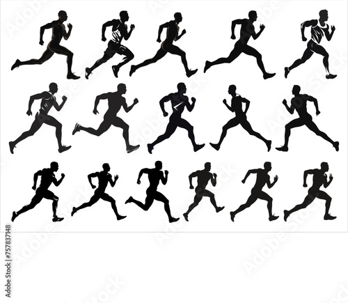 Running sprint Man Black Silhouette set, running man silhouette vector, Sprint man silhouette 