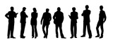 Silhouette crowd of people. Collection of people silhouette in standing pose.